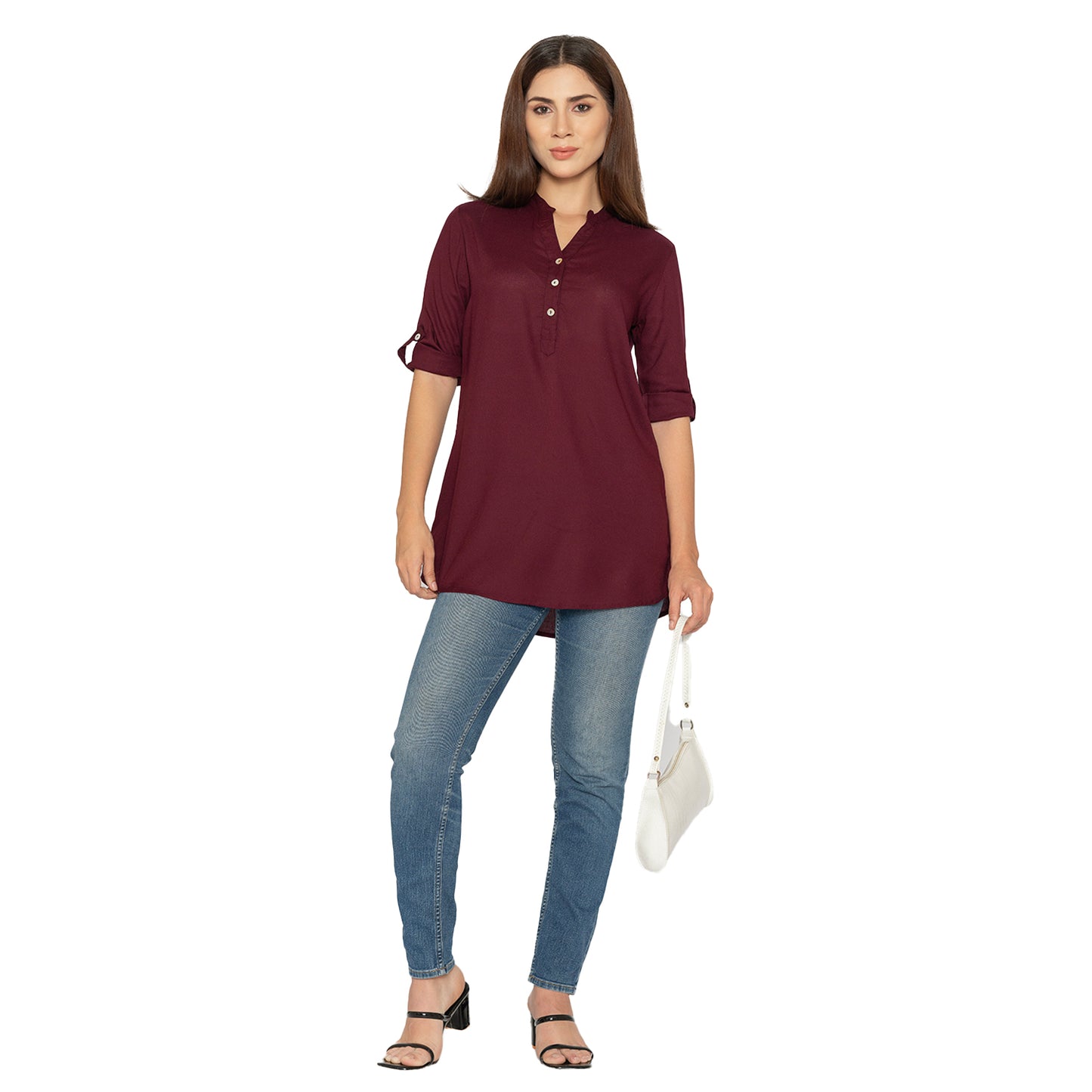 Wine Short Kurti – Stylish Kurti for Women & Girls
