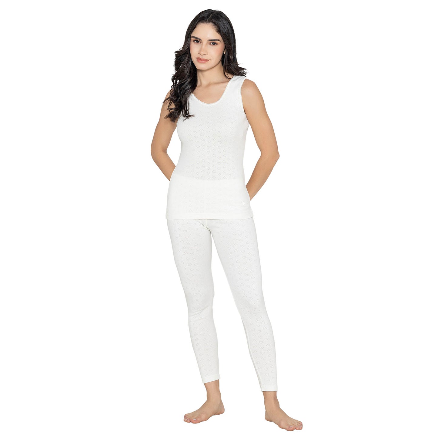 Vami Sleeve- less Thermal Top For Women in Off- White Color