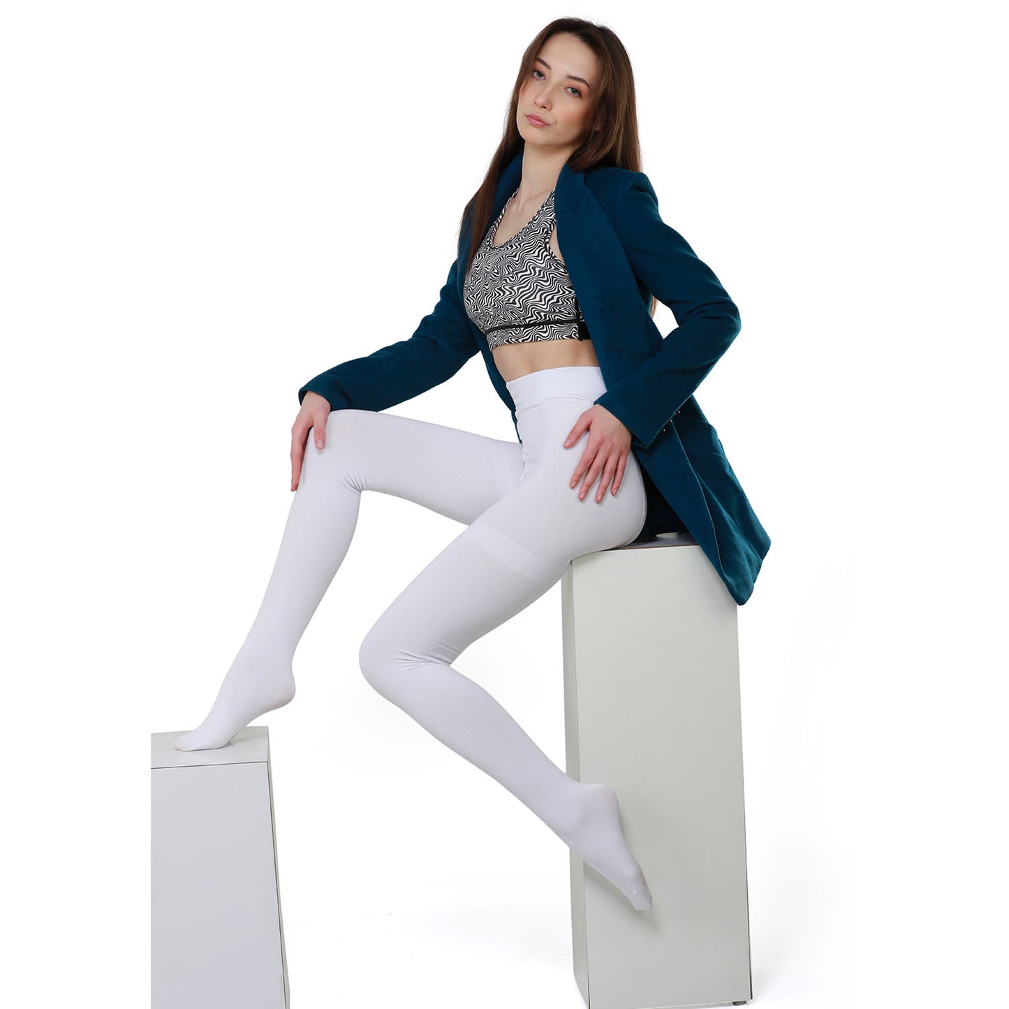 Super-soft High Waisted Velvet Leggings (White)