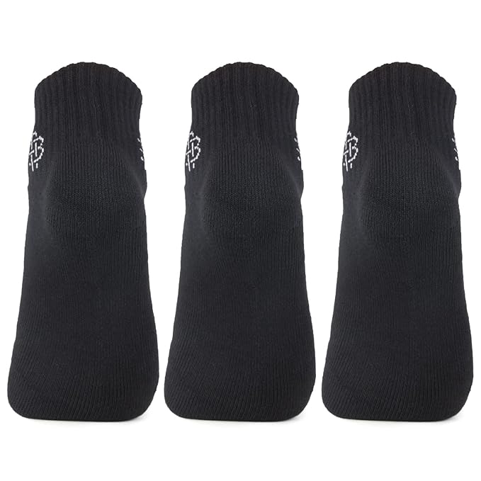Men Cushioned Black Ankle-Length Joggers Sports Socks - Pack of 3