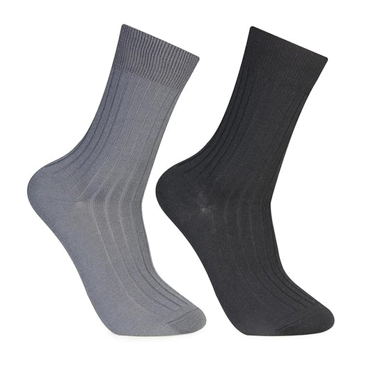 Men Studio Ribbed Socks (Black & Grey, Free Size)