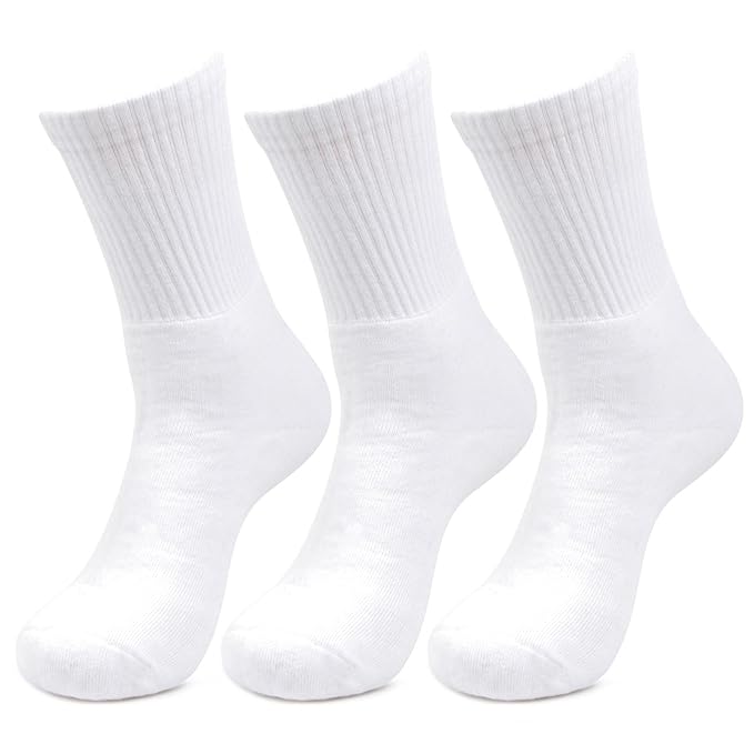 Men Cushioned White Joggers Crew Sports Socks- Pack of 3