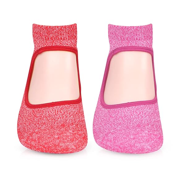 Girls Anti-Skid (Gripper) Yoga Socks In Combo - Pack Of 2