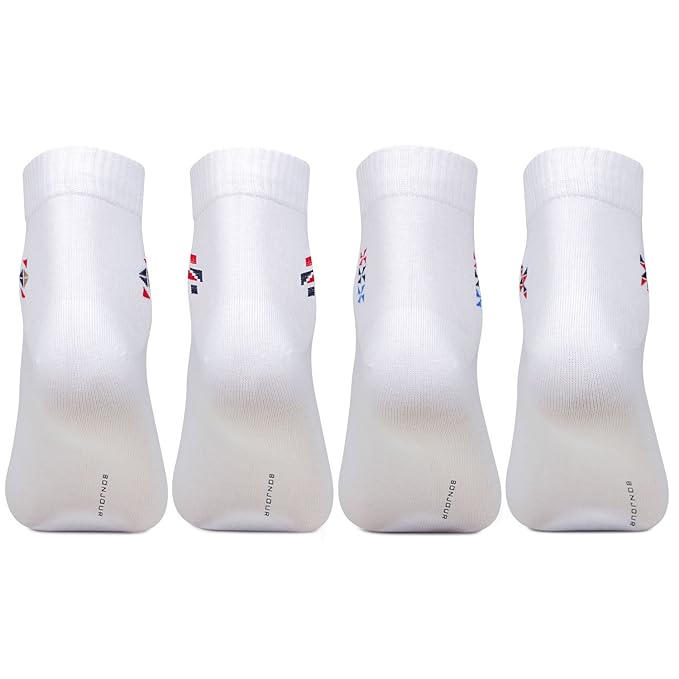 Men Cotton White Centre Motif Socks- Pack of 4
