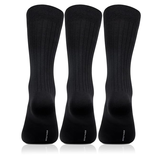 Men's Cotton Black Rib Socks- Pack of 3