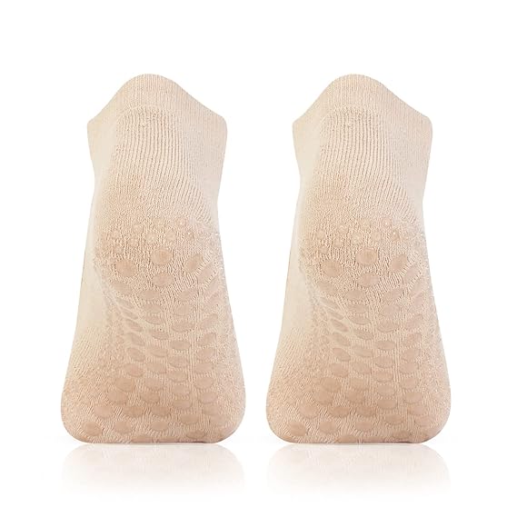 Girls Anti-Skid (Gripper) Yoga Socks In Skin Color - Pack Of 2