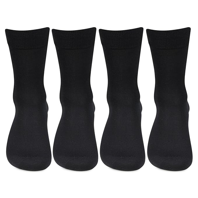Men Cotton Plain Full-Length Socks - Pack of 4