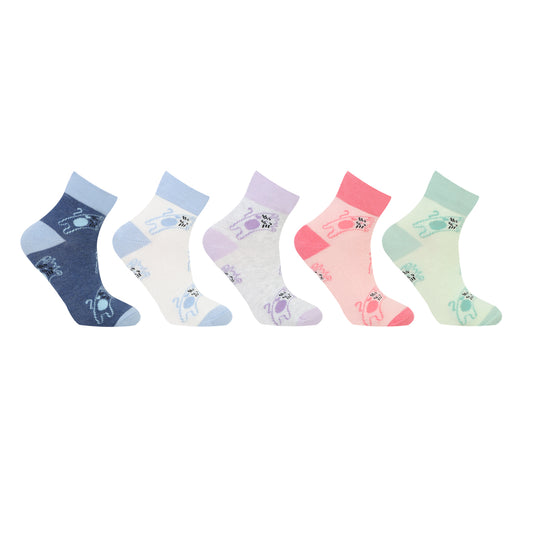 Kids Fancy Ankle Socks for Girls Pack of 5