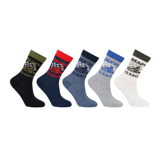 Kids Fancy Crew Socks for Boys Pack of 5