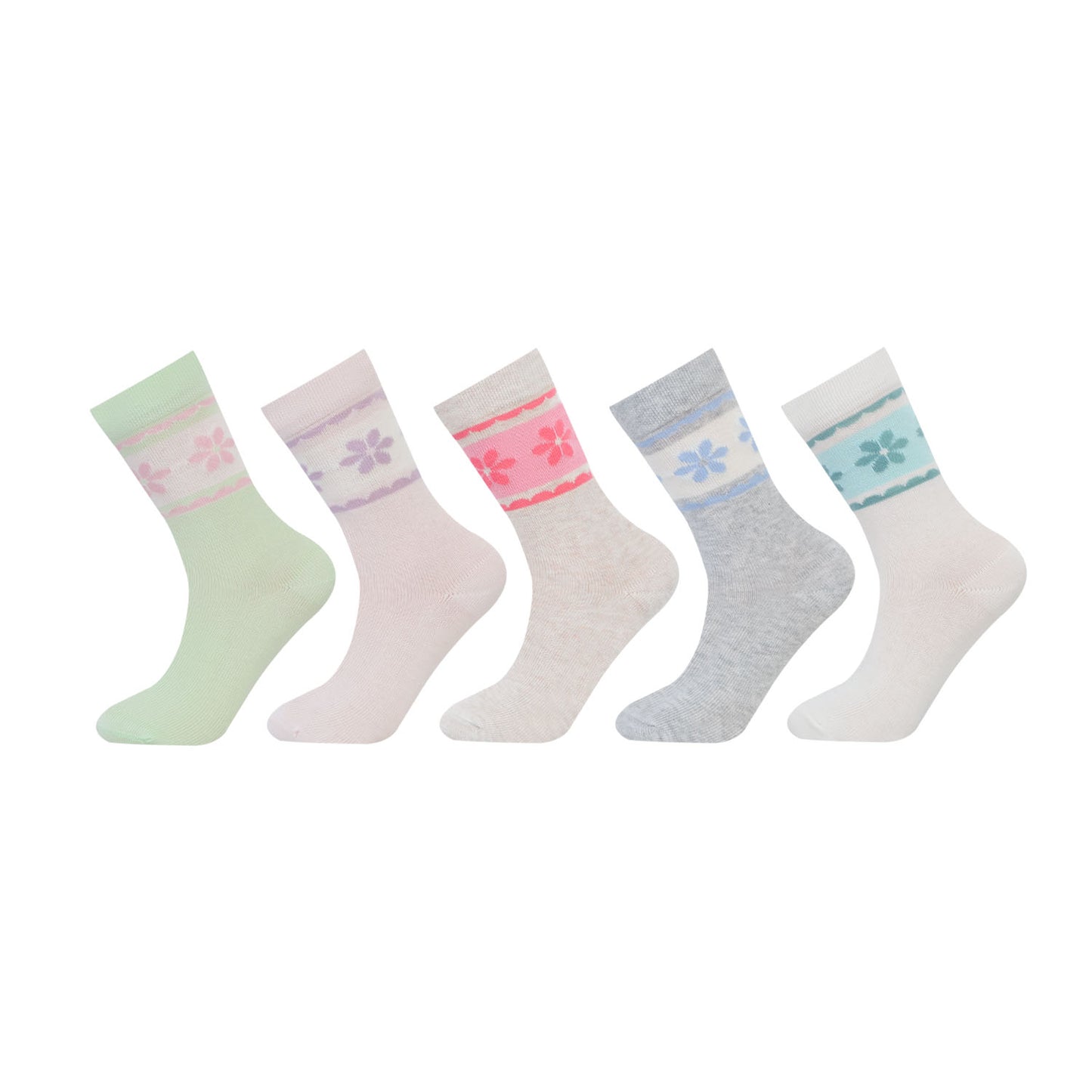 Kids Fancy Crew Socks for Girls Pack of 5