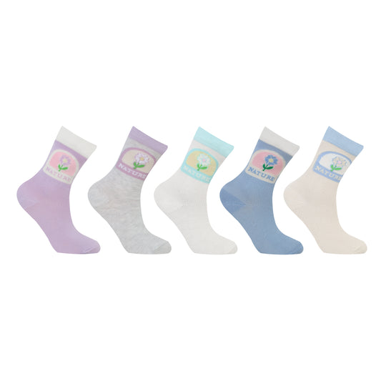 Kids Fancy Crew Socks for Girls Pack of 5