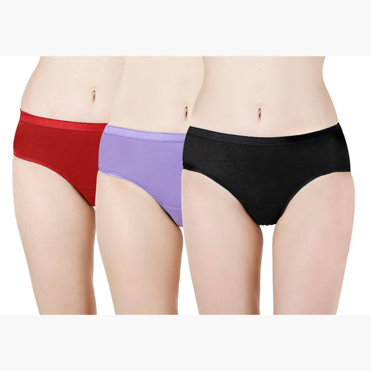 Women's Cotton & Lycra Briefs Hipster Panties-(PO3) (Color:- Assorted)