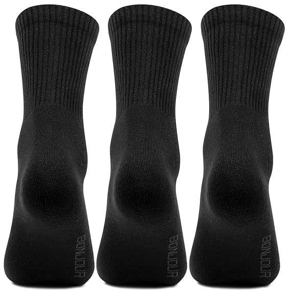 Men Cushioned Black Joggers Crew Length Sports Socks- Pack of 3
