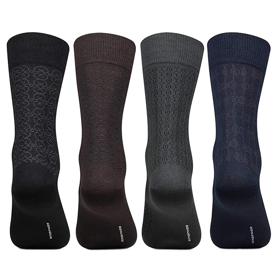 Men's Mercerized Formal Dress Full Length Socks- Pack of 4