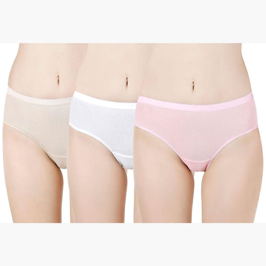 Women's Cotton & Lycra Briefs Hipster Panties-(PO3) (Color:- Assorted)
