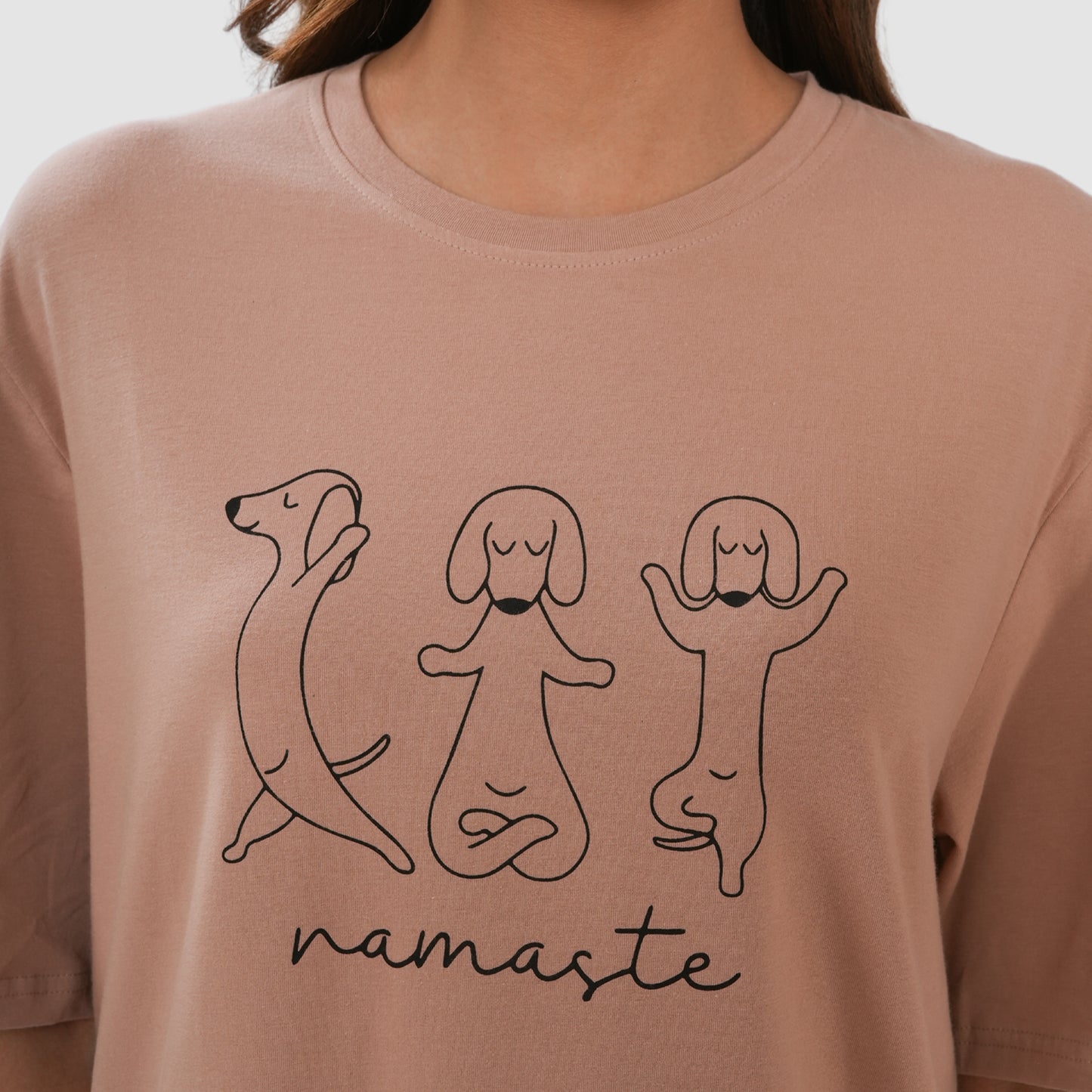 Women-Knitted-Fabric-Regular-Fit-Half-Sleeve-Tee/T-shirt - Dk.Skin