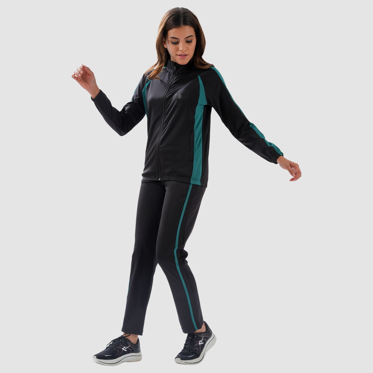 Bonjour Women's High Neck Winter Tracksuit with Full Zip Jacket & Elastic Waist Lower – Soft Warm Activewear for Gym, Running & Casual Wear