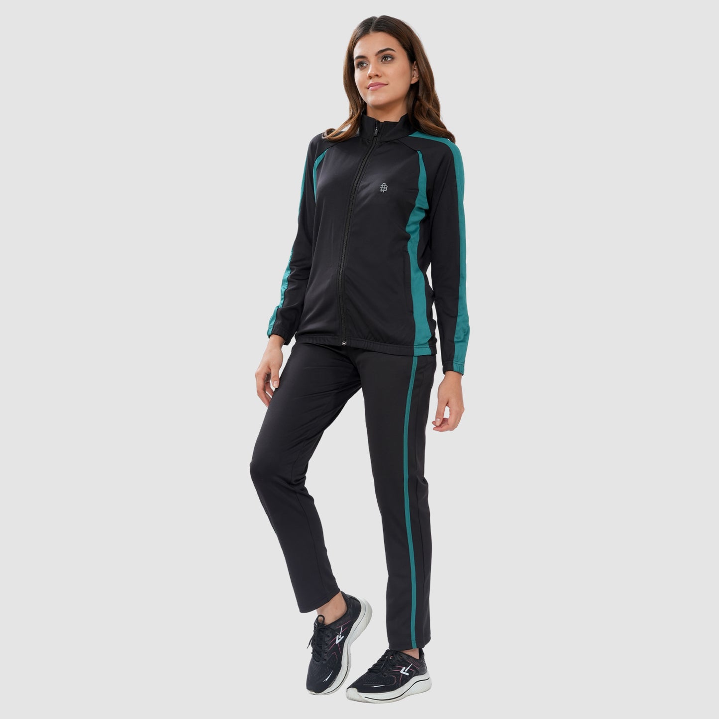Bonjour Women's High Neck Winter Tracksuit with Full Zip Jacket & Elastic Waist Lower – Soft Warm Activewear for Gym, Running & Casual Wear