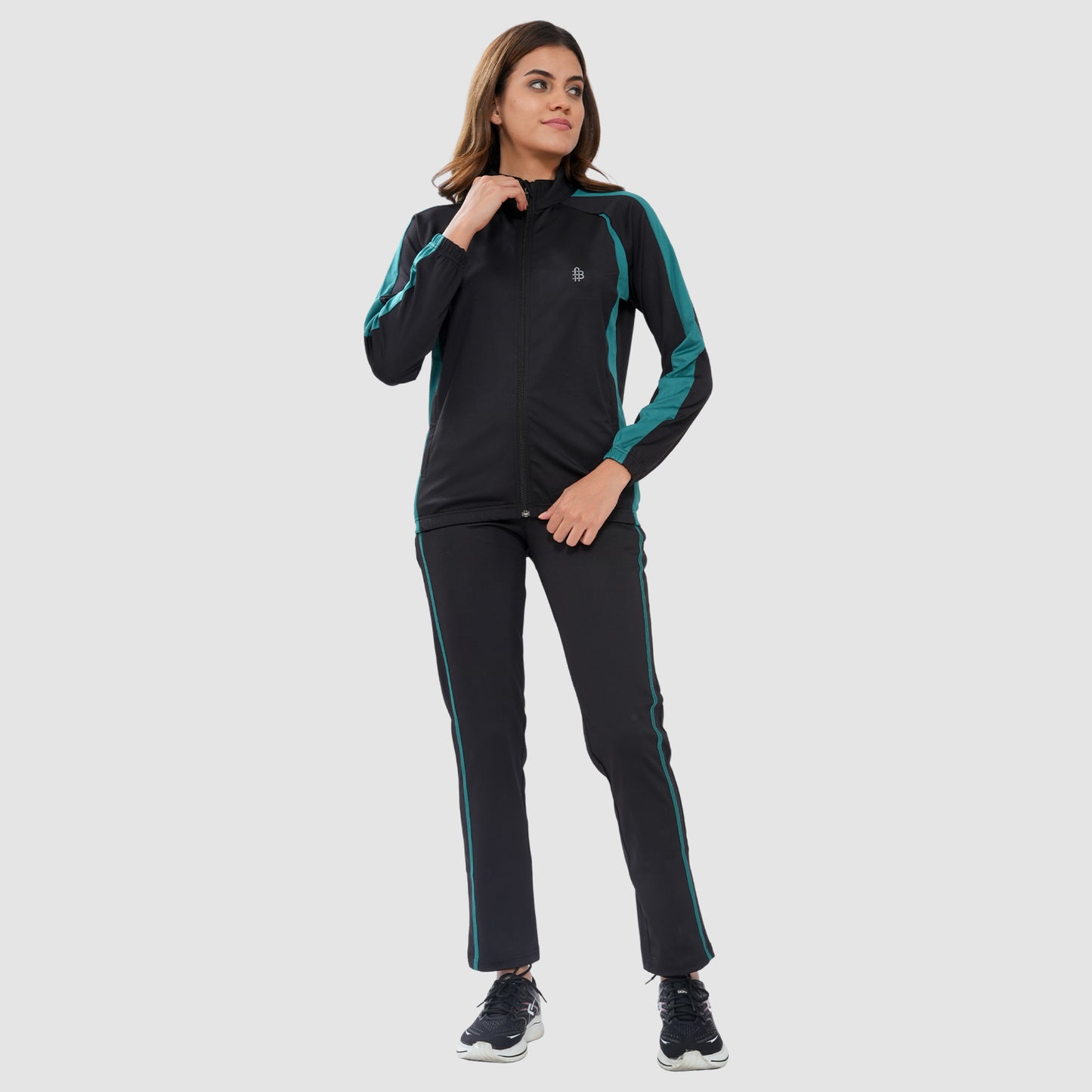 Bonjour Women's High Neck Winter Tracksuit with Full Zip Jacket & Elastic Waist Lower – Soft Warm Activewear for Gym, Running & Casual Wear