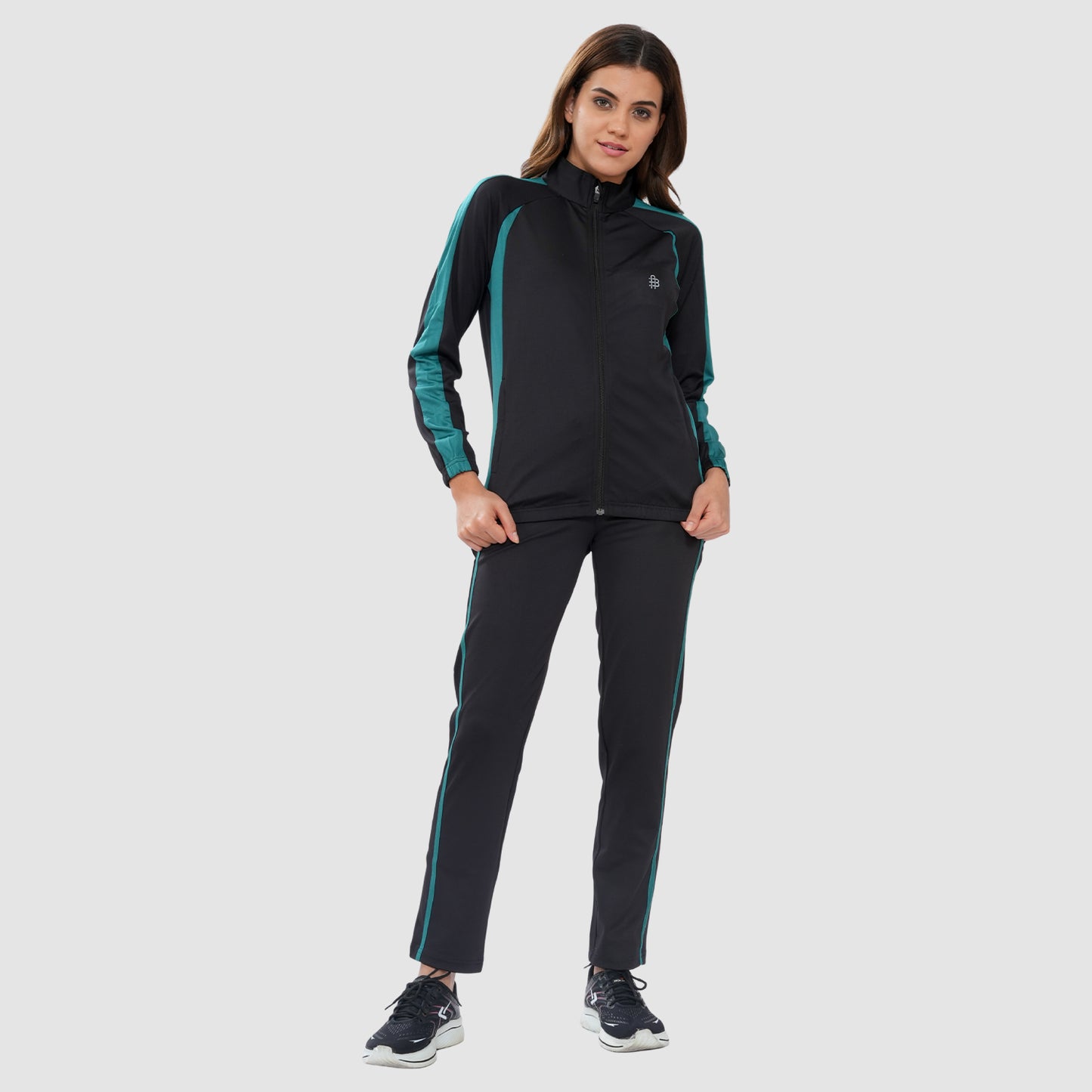 Bonjour Women's High Neck Winter Tracksuit with Full Zip Jacket & Elastic Waist Lower – Soft Warm Activewear for Gym, Running & Casual Wear