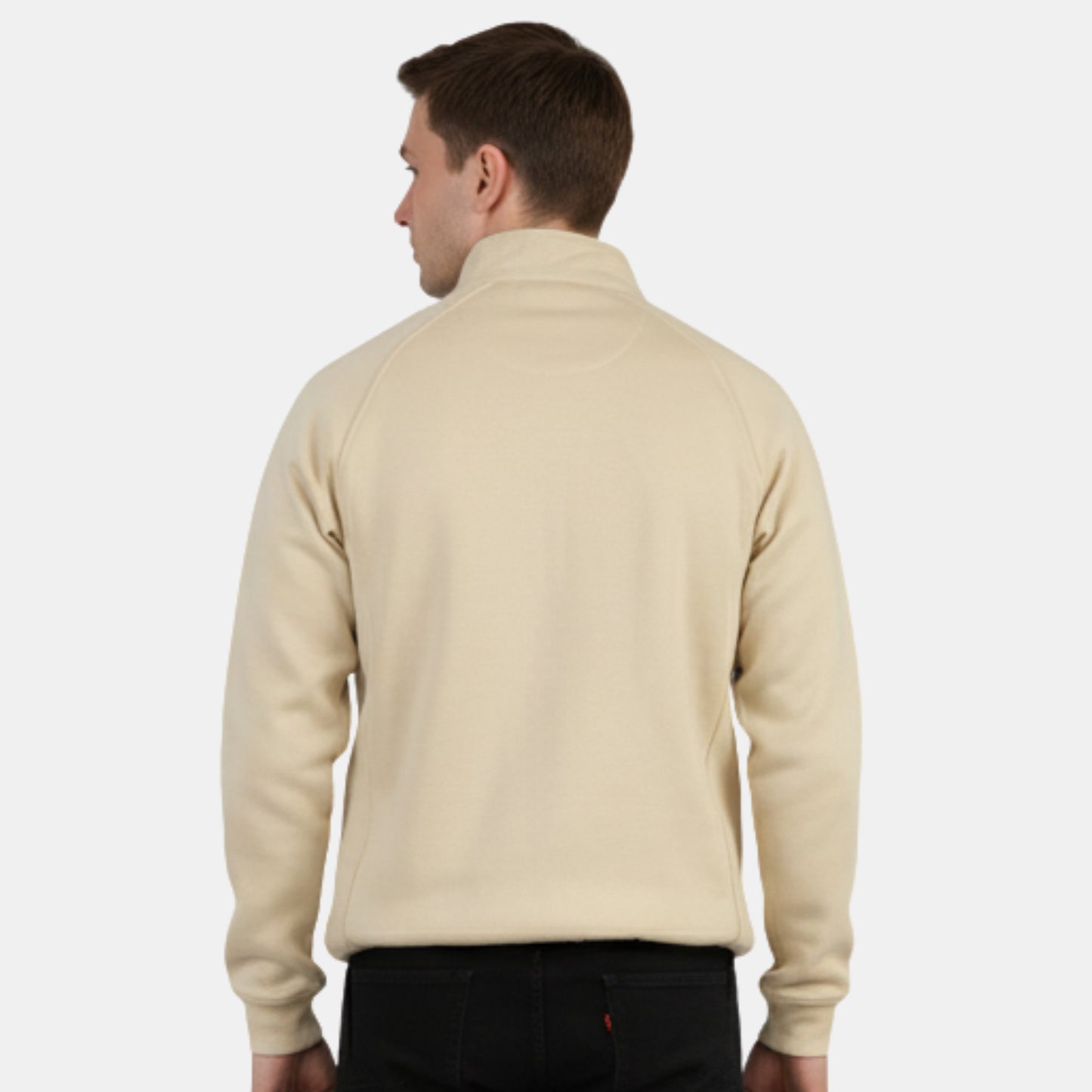 Men’s Solid Half Zipper Winter Sweatshirt (Biscotti)