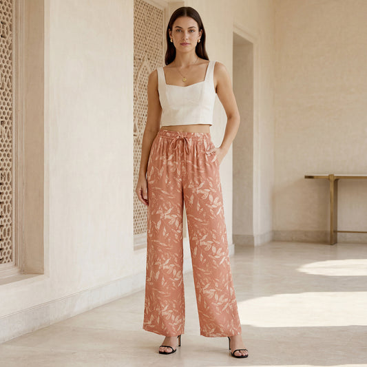 Mud Floral Printed Palazzo for Women | Comfortable Fit (Pack of 1)