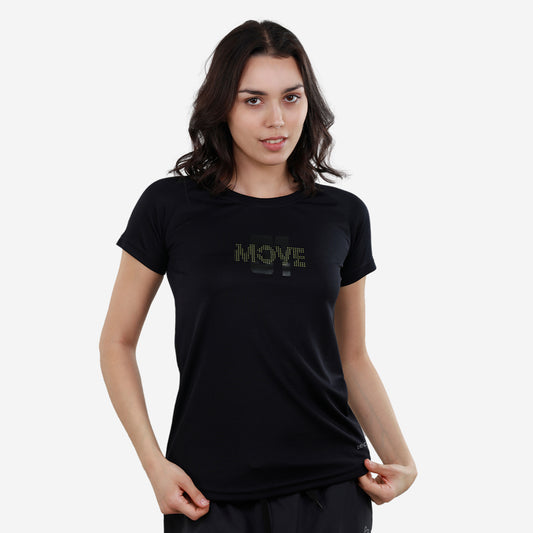 Women Knitted Fabric Regular Fit Short Sleeve Tee/T-shirt - Navy