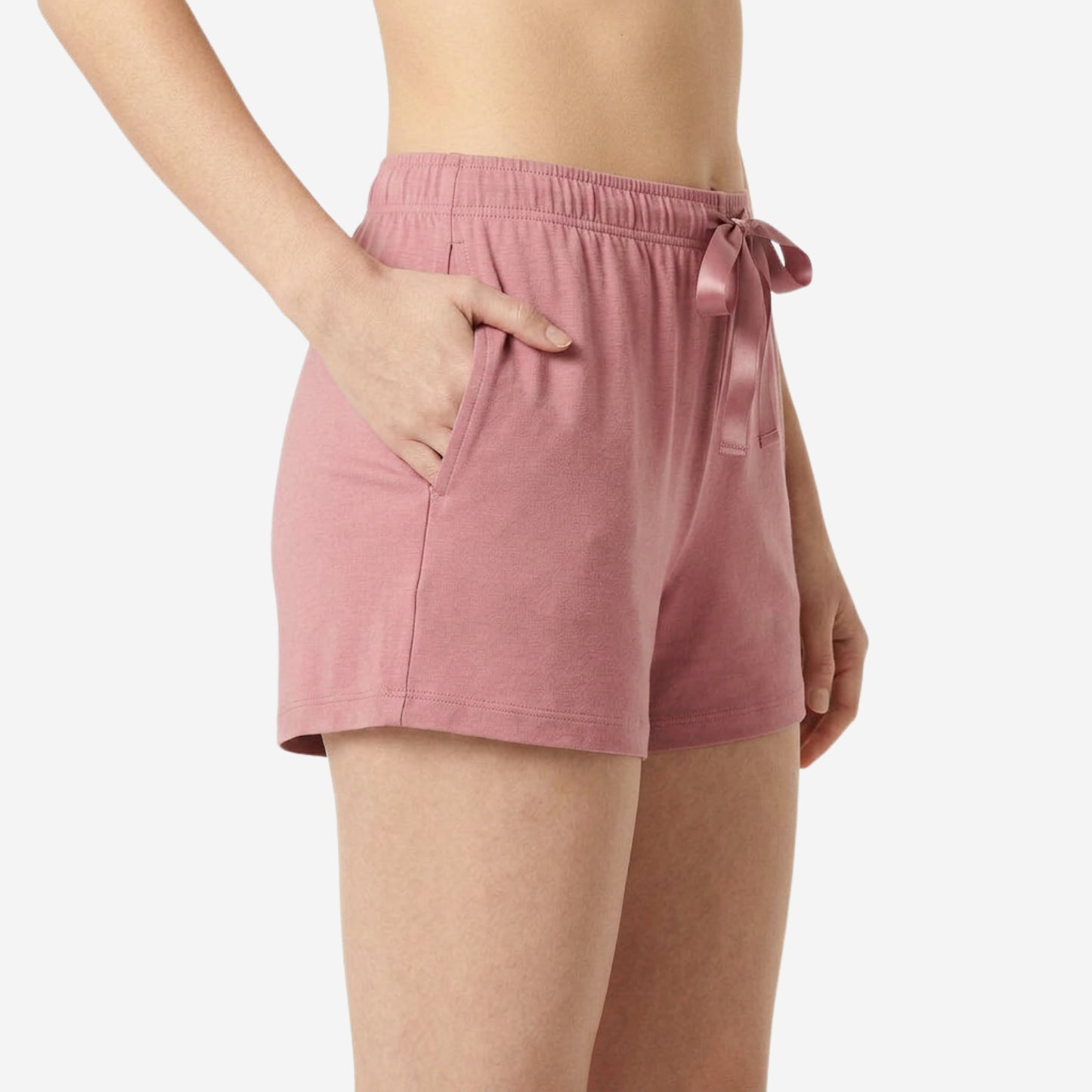 Women's Regular Fit Solid Dk.Pink Cotton Shorts