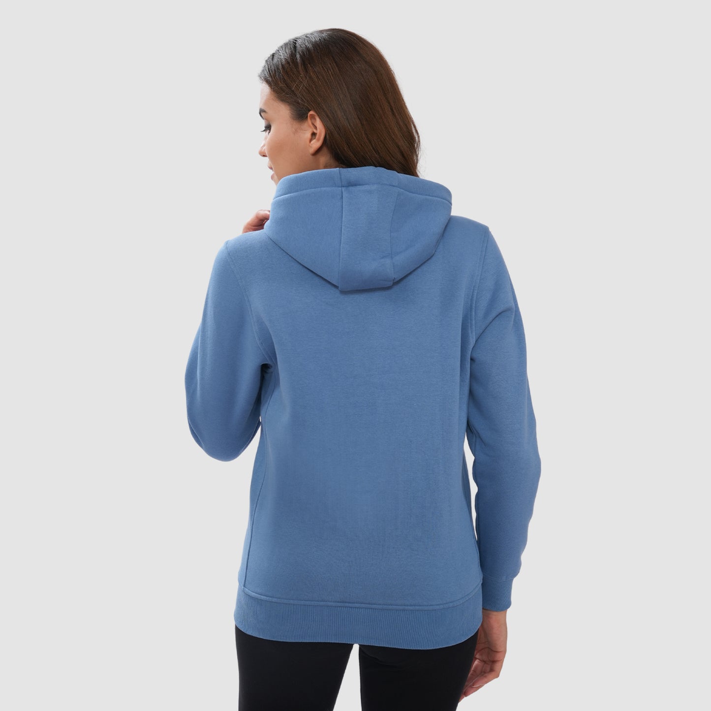Women's Solid Zipper Hooded Sweatshirt