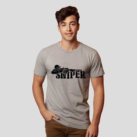Bontact SNIPER Round-Neck Half Sleeve T-Shirt (Lt.Grey Mel)