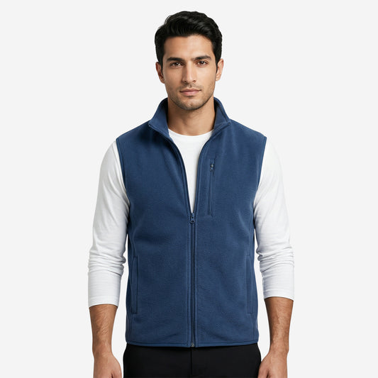 Men’s Navy Sleeveless Polar Jacket (Pack of 1)