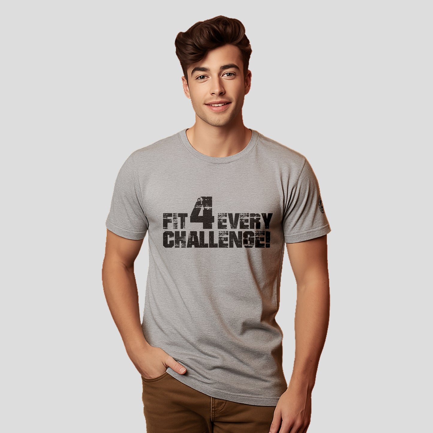 Bontact FIT 4 EVERY CHALLENGE Round-Neck Half Sleeve T-Shirt (Lt.Grey)