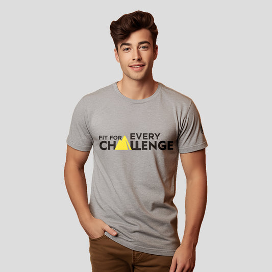 Bontact FIT FOR EVERY CHALLENGE Round-Neck Half Sleeve T-Shirt (Lt.Grey)