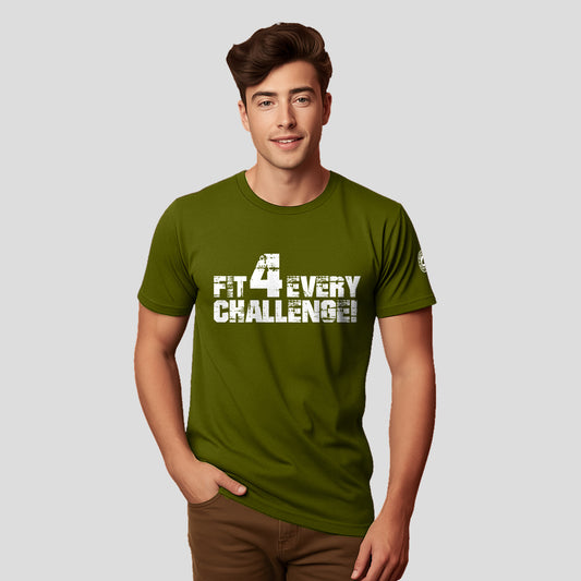 Bontact FIT FOR EVERY CHALLENGE Round-Neck Half Sleeve T-Shirt (Grass Hopper)