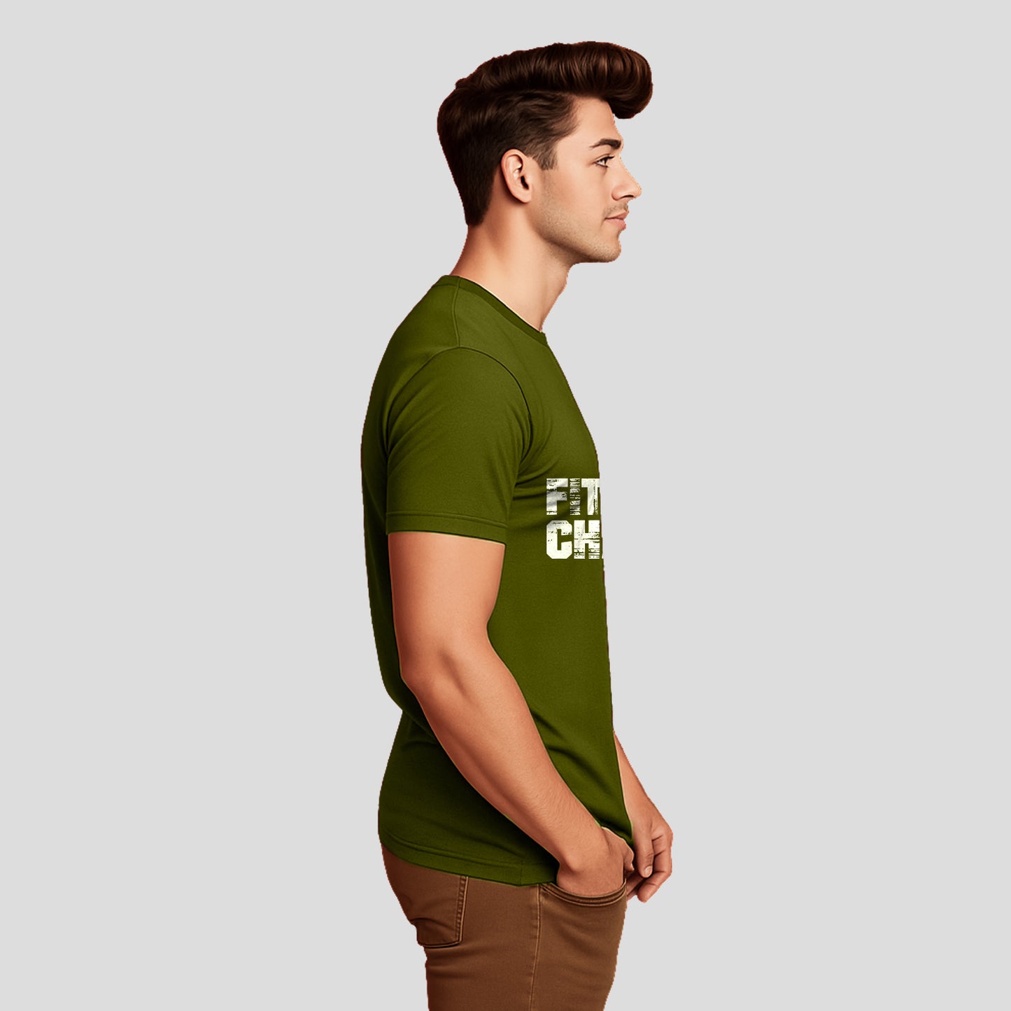Bontact FIT FOR EVERY CHALLENGE Round-Neck Half Sleeve T-Shirt (Grass Hopper)
