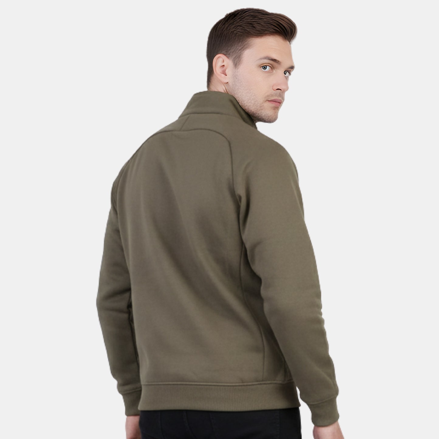 Men's Solid Full Zipper winter Jacket (Dk.Olive)