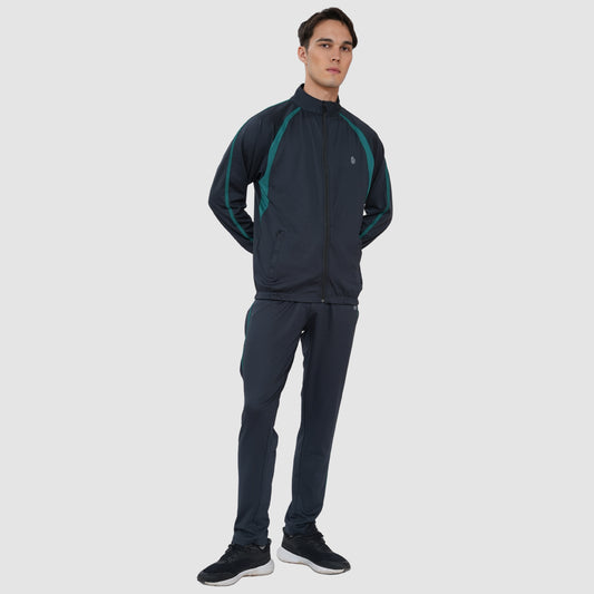 Men’s Navy Blue Track Suit with Contrast Green Panels