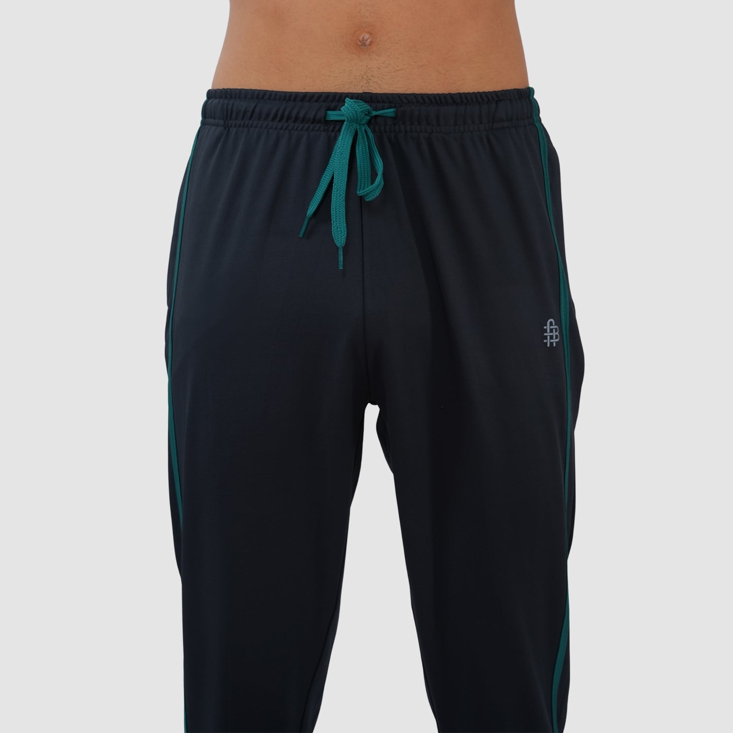 Men’s Navy Blue Track Suit with Contrast Green Panels