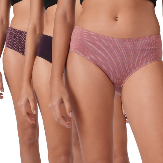 Women's Cotton & Lycra Briefs Hipster Panties (Pack of 3)