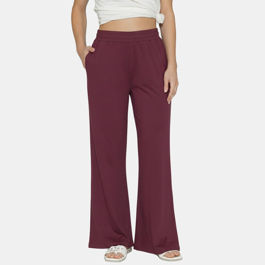 Women Flared Pants (Deep Plum)