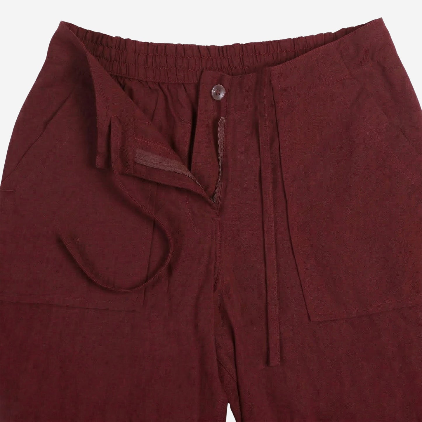 Women Linen Comfort Pants-(Dewberry Wine)