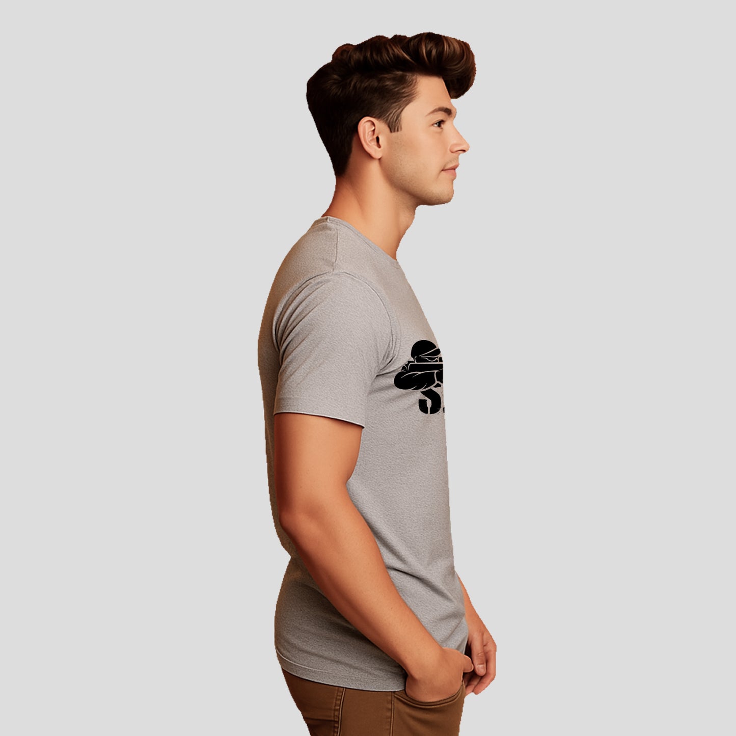 Bontact SNIPER Round-Neck Half Sleeve T-Shirt (Lt.Grey Mel)