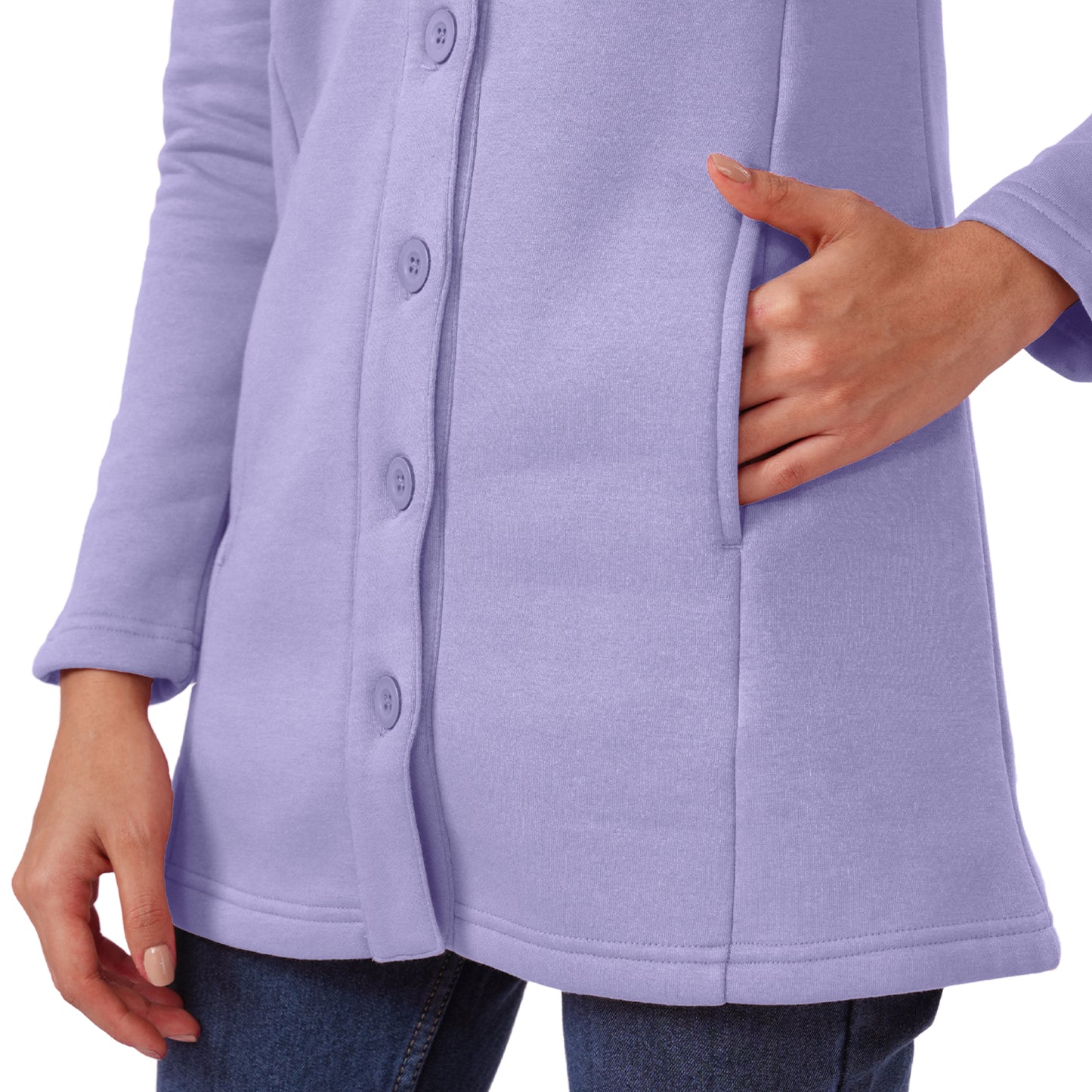 Women Winter High Neck Long Coat (Lavender)