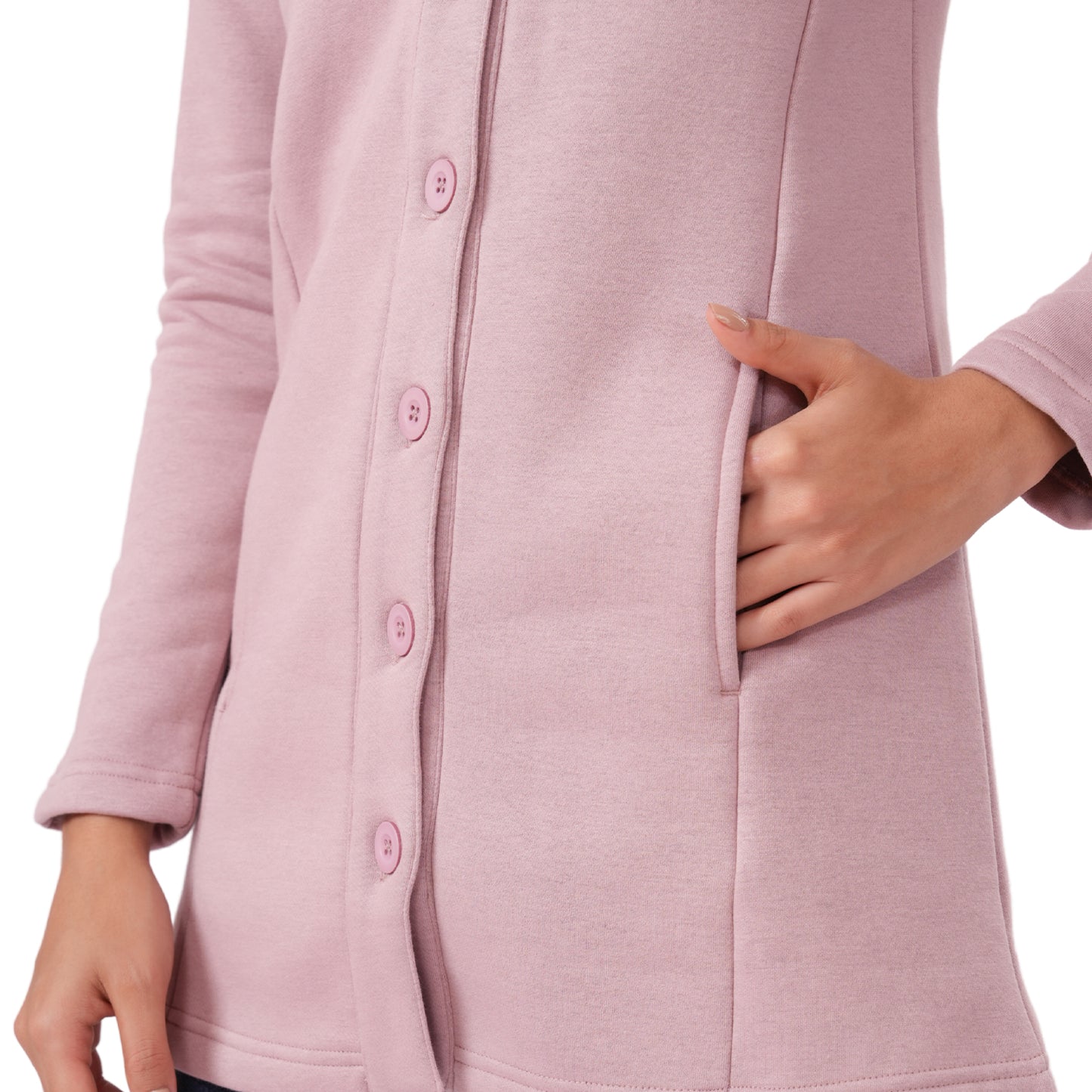 Women Winter High Neck Long Coat (Mauve)