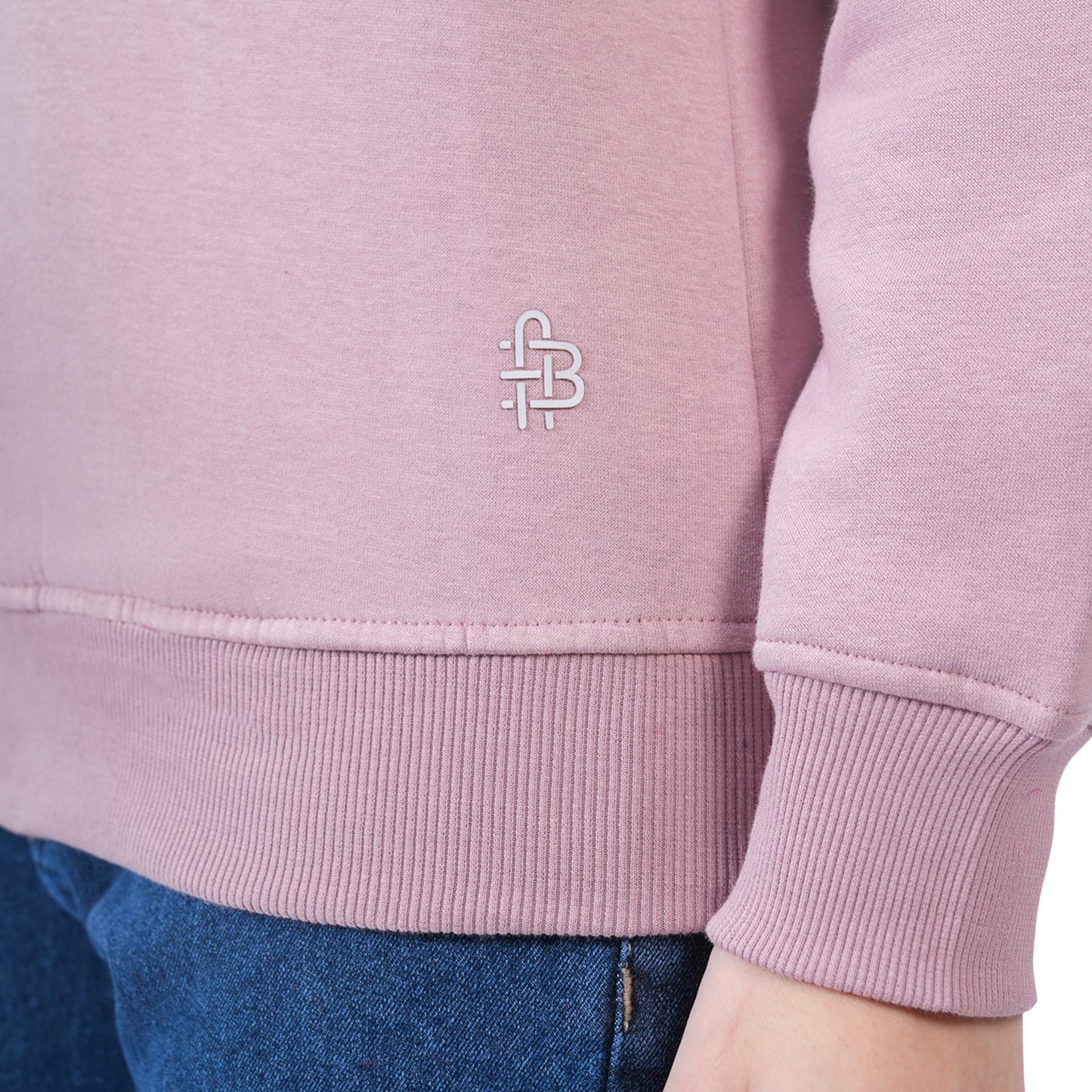 Women’s Solid Crew Neck Winter Sweatshirt (Mauve)