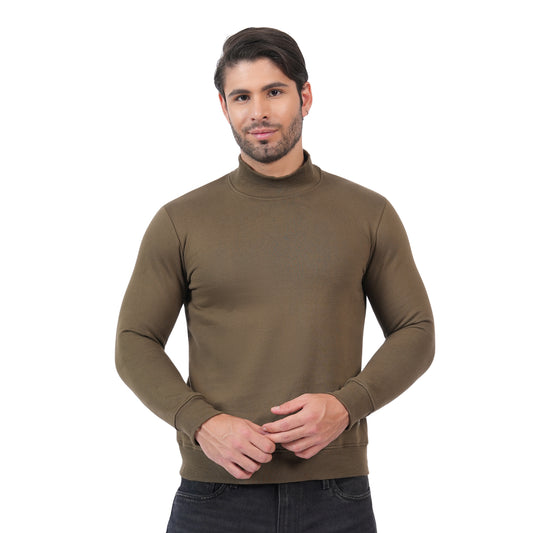 Men's Casual High Neck Sweatshirt (Dk. Olive)