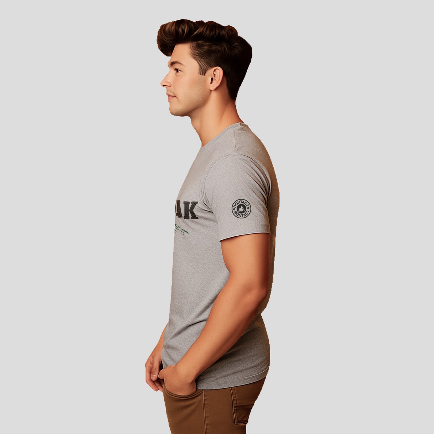 Bontact TRI PEAK Round-Neck Half Sleeve T-Shirt (Lt.Grey)
