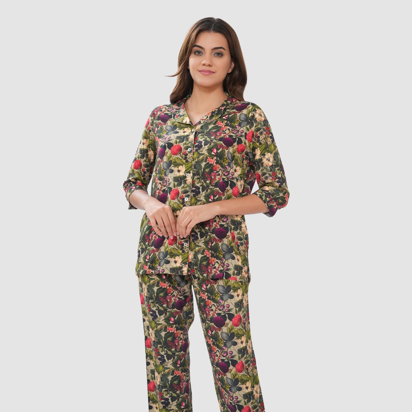 Bonjour Women's Floral Print Cotton Lounge Wear Set