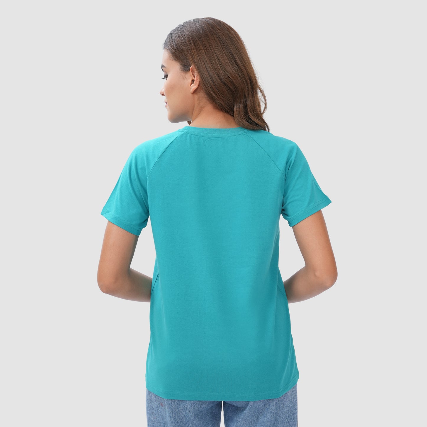 Women Knitted Fabric Regular Fit Short Sleeve Tee/T-shirt - Garden Green