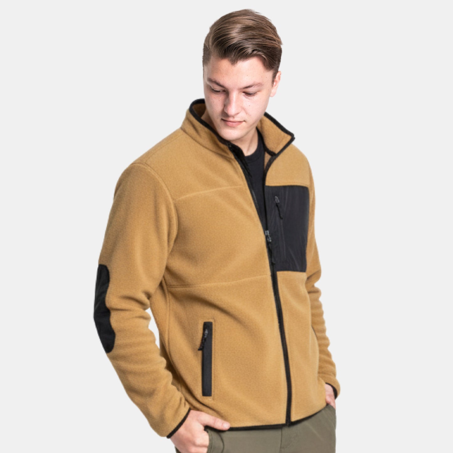 Men’s Full Zipper Winter Jacket (Khaki)